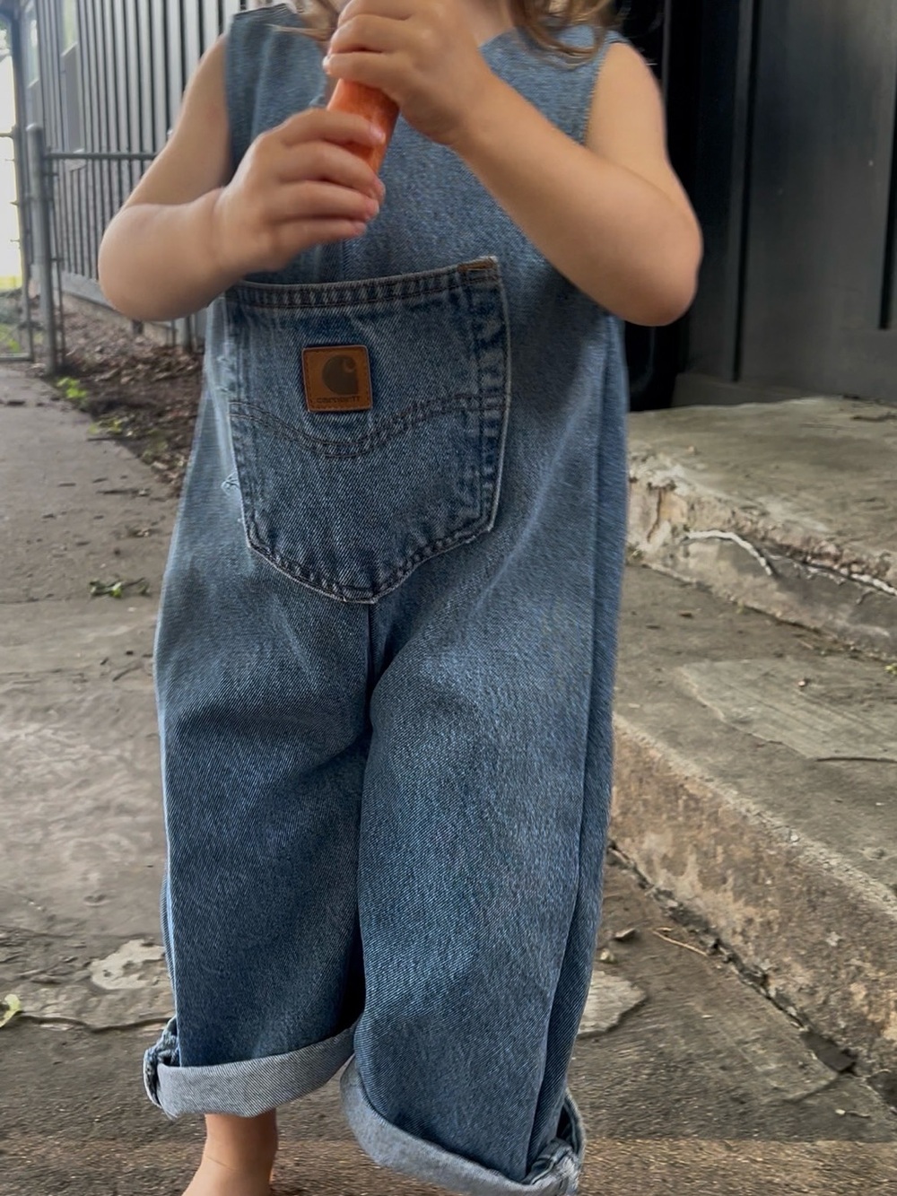 Carhartt Kids Blue Denim Overalls - wide leg Handmade Upcycle vintage